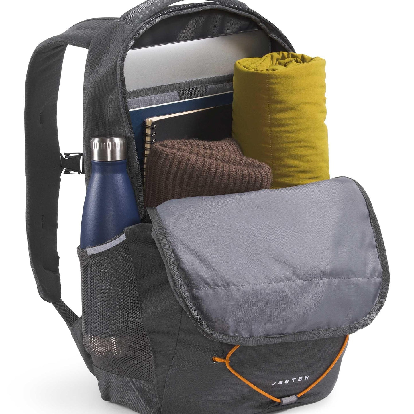 The North Face Jester Everyday Laptop Backpack - Commuter Daypack, Water Repellent, Laptop Sleeve, Anthracite Grey/Dust Orange, One Size