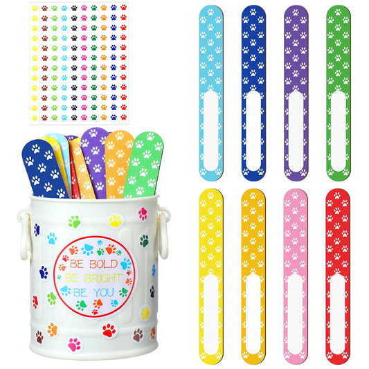 Ireer 122 Pcs Back to School Flip Name Sticks with Box and Sticker for Classroom Talking Flip Sticks Teacher Student Management Grouping Counting Tool Classroom Education Supplies(Paw Print)
