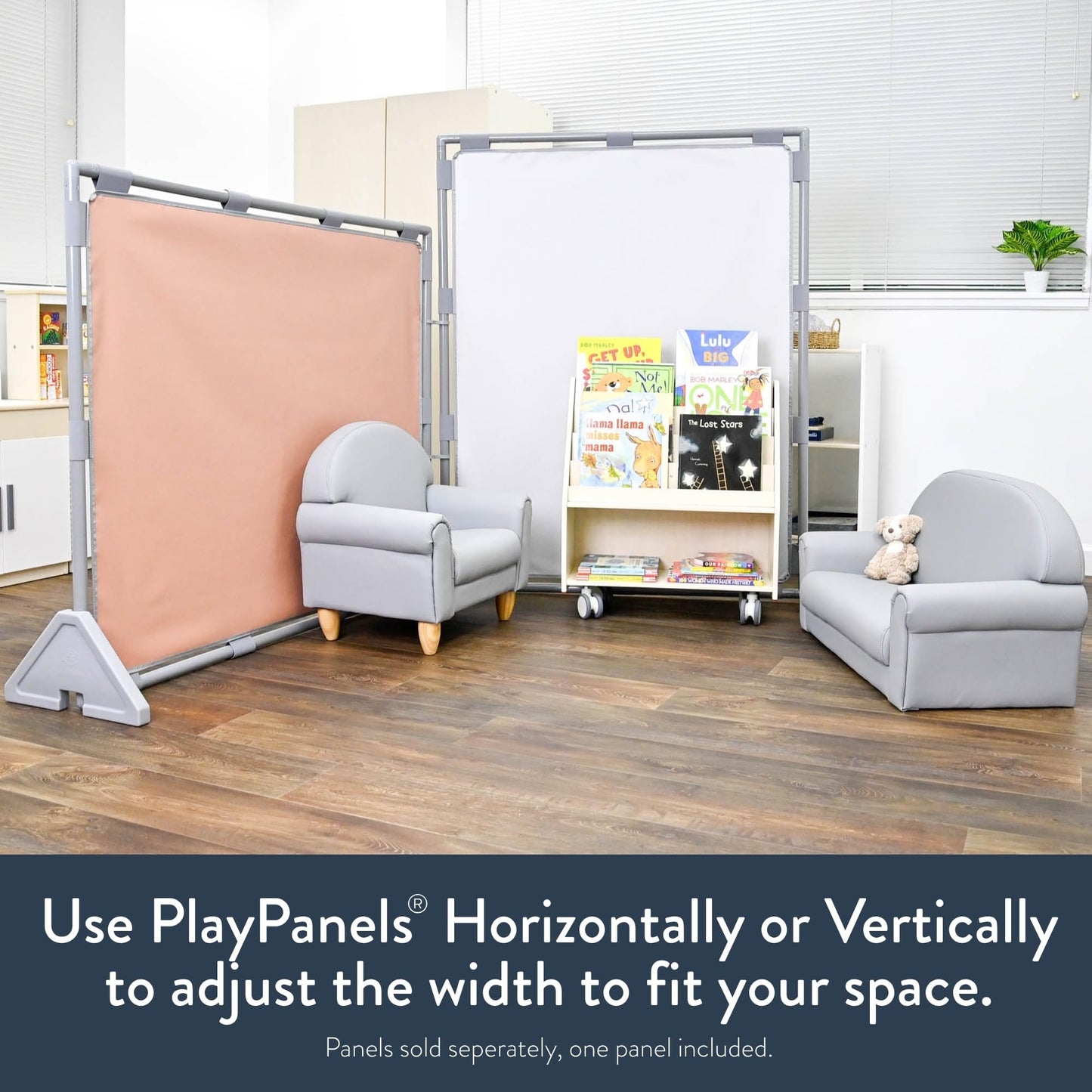 Children's Factory Big Screen PlayPanel, Kids Room Divider, Classroom Privacy Screen, Cantilever Feet Included, Clay