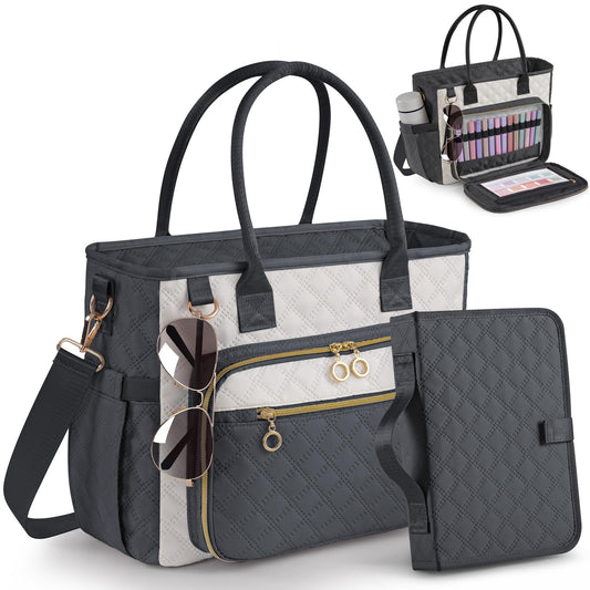 Large Bible Bag with Bible Cover Case for Women，Church Tote Bag Travel Bag Diaper Bag with Shoulder Strap for Teachers, Nurses, Moms, Bible Lovers (Gray)