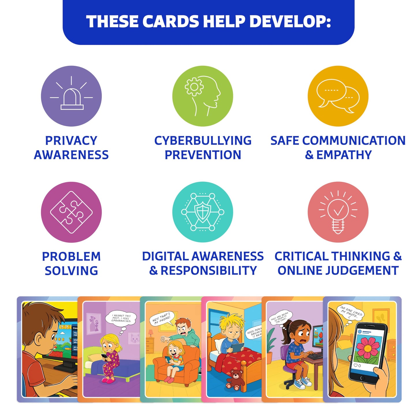 Who What Why Conversation Cards for Kids Online Safety – Cybersecurity & Digital Awareness Learning Game – Emotional Regulation Tool for Kids – Social Skills Activity & Speech Therapy Materials