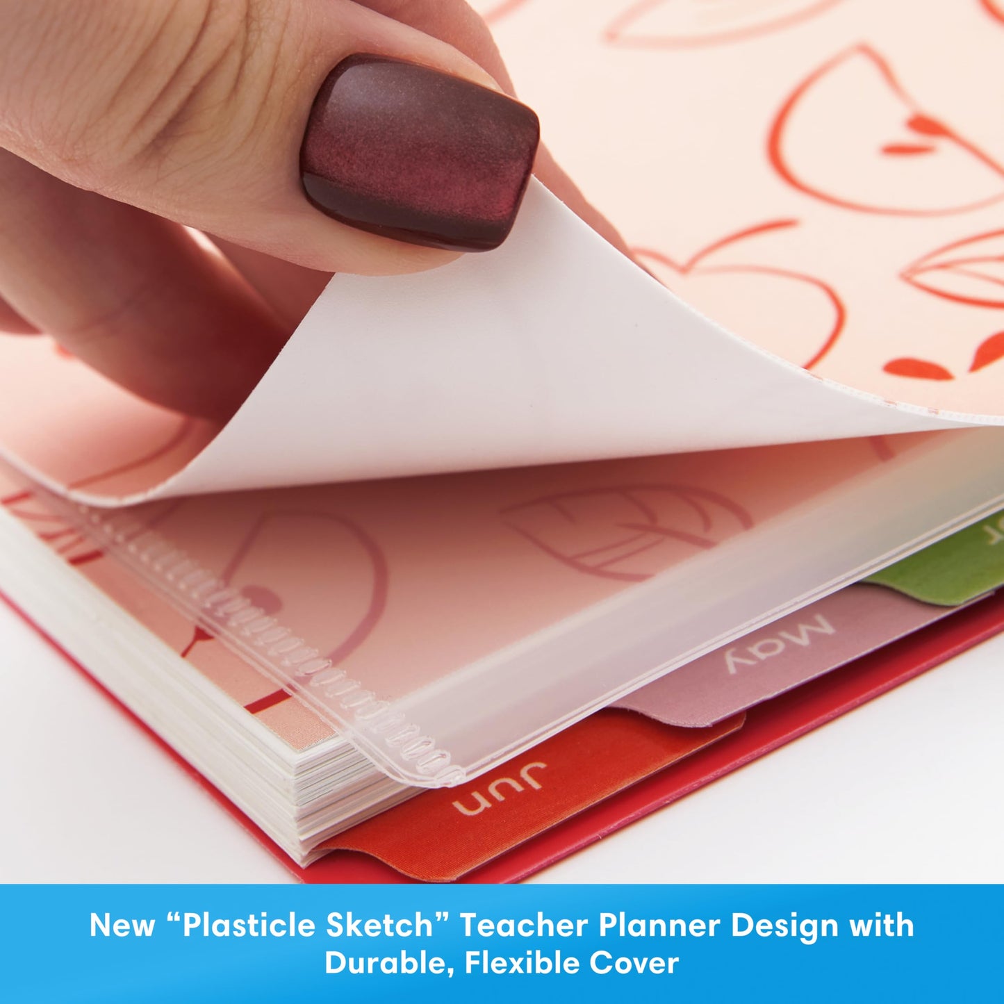 Blue Sky 2026-2027 Weekly and Monthly Academic Year Teacher Lesson Planner Calendar, July 2026 - June 2027, 8.5" x 11", Flexible Cover, Wirebound, Laminated Tabs, Storage Pocket, Apple Sketch