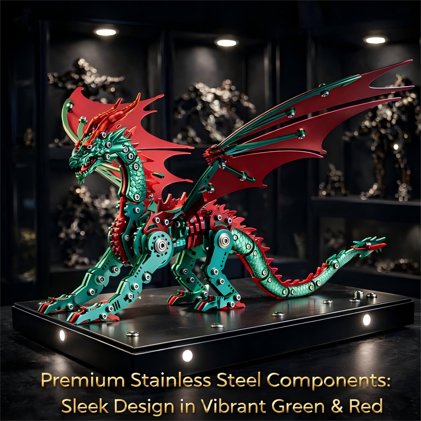 3D Metal Dragon Model Kit for Adults, Mechanical Pterosaur Puzzle, DIY Assembly Steel Model, Challenging Building Kit, Unique Gift for Men Desk Decor