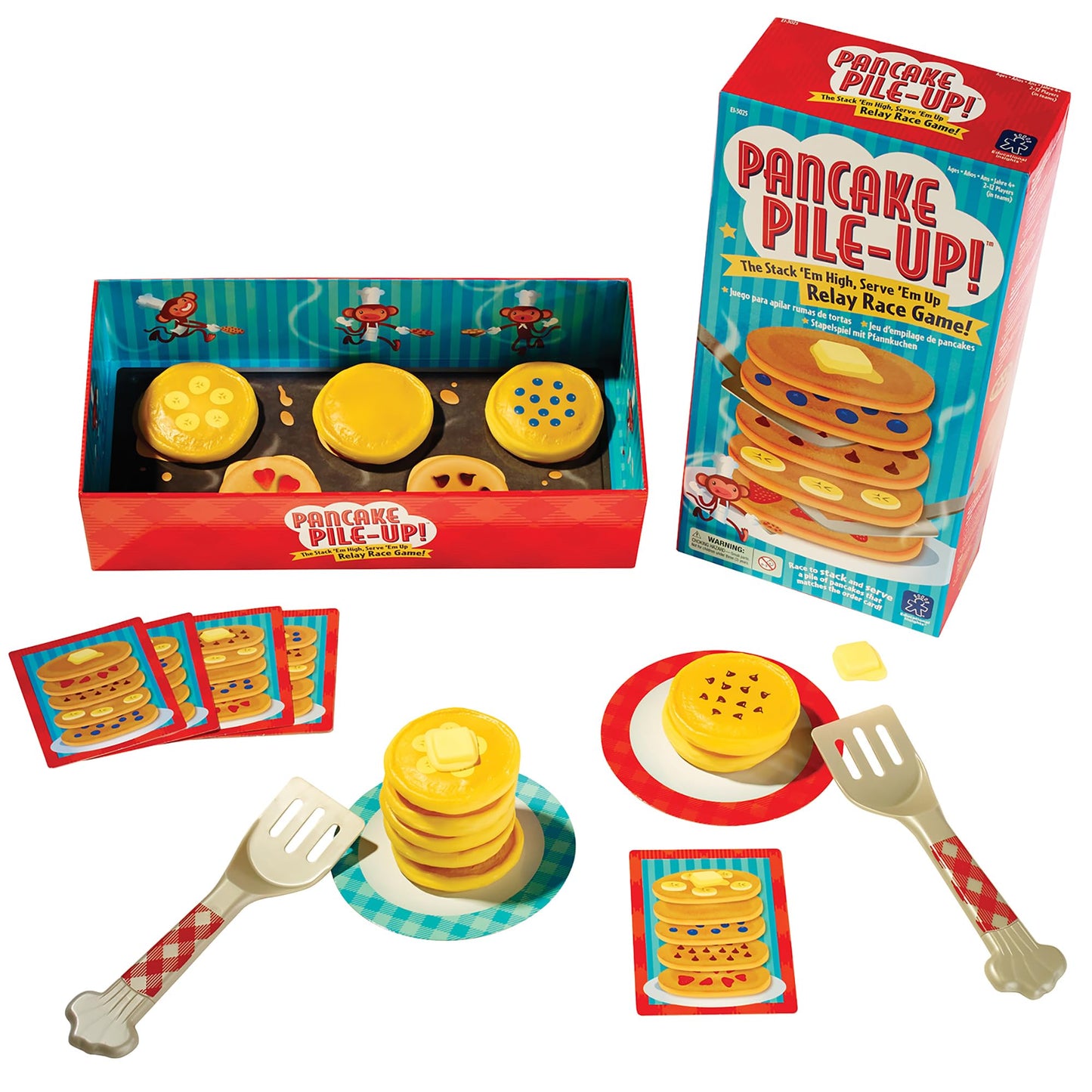 Educational Insights Pancake Pile-Up - Relay Race Games for Kids, Gross Motor Preschool Games for 4 Year Olds, Birthday Party Activities, Matching and Patterning Toddler Game