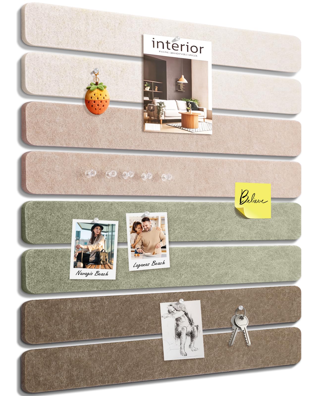 Small Cork Bulletin Board Tiles, Felt Wall Decor and Office Desk Accessories for Vision, Message Center, Picture and Prayer Board, Dorm, Room, Home Office Essentials and Organization(Linen Dusk)