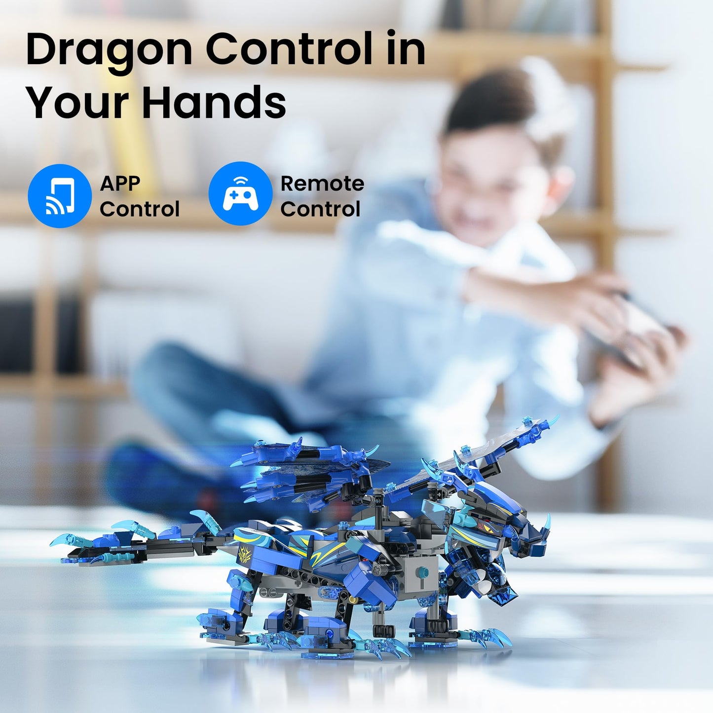 Sillbird Dragon Building Kit with Remote Control STEM Gifts for Kids Boys Ages 8-12, Technic Buildable 3in1 Models Coding Toys for Birthday with 590 Pieces