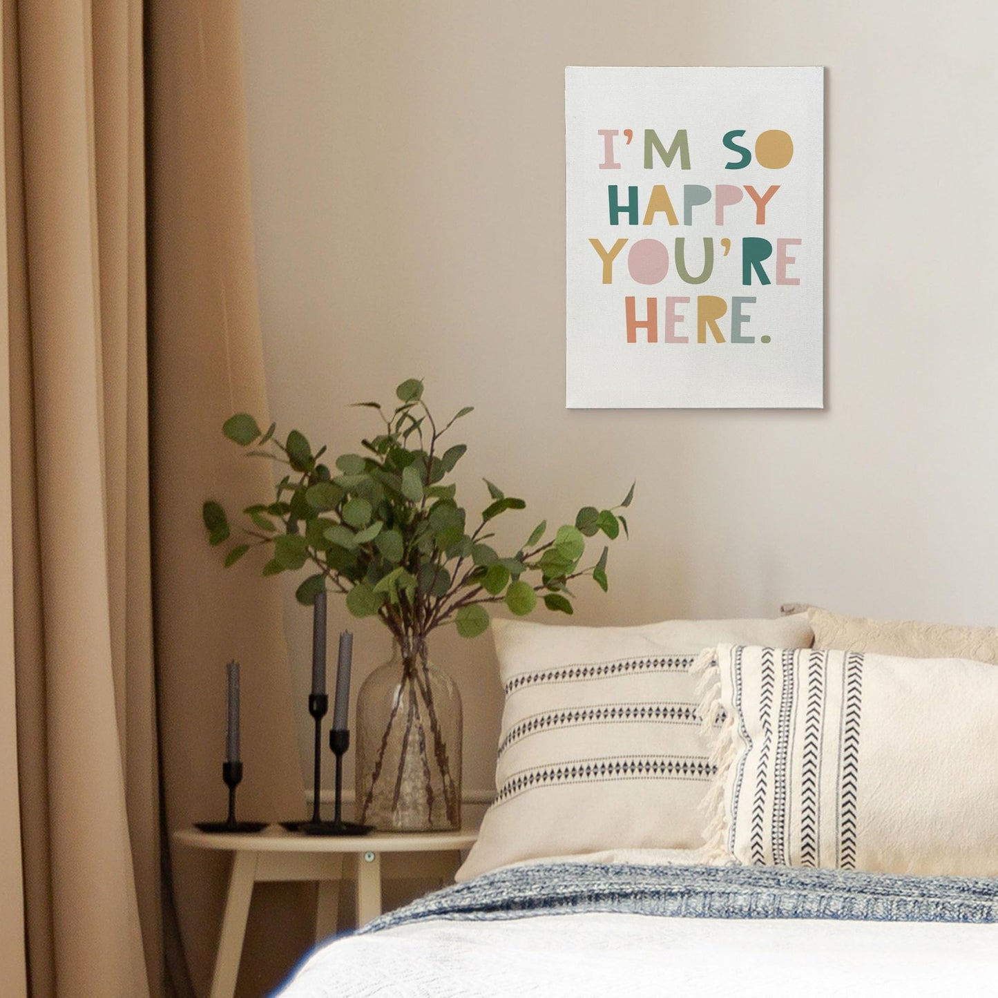 XINCEYWJ Boho Classroom Wall Decor, I'm So Happy You‘re Here Canvas Art Prints Framed, Teacher Gift, Welcome Sign, Classroom Welcome Inspirational Wall Art for Kids school Counseling Office, 11x14 In