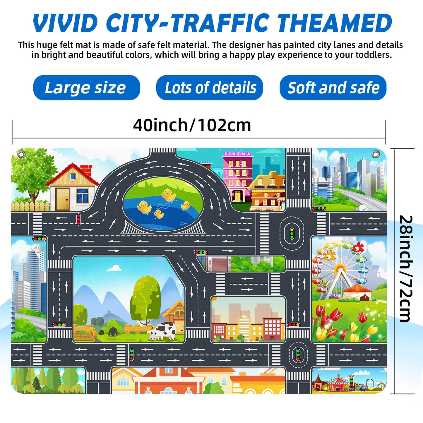 200 PCS Felt Board Story Set for Toddlers with Storage Bag City Car Traffic Themed 40 X 28 inch Teaching Wall Flannel Board Kit for Preschool Activity Early Learning Interactive Storytelling(Darkgrey)