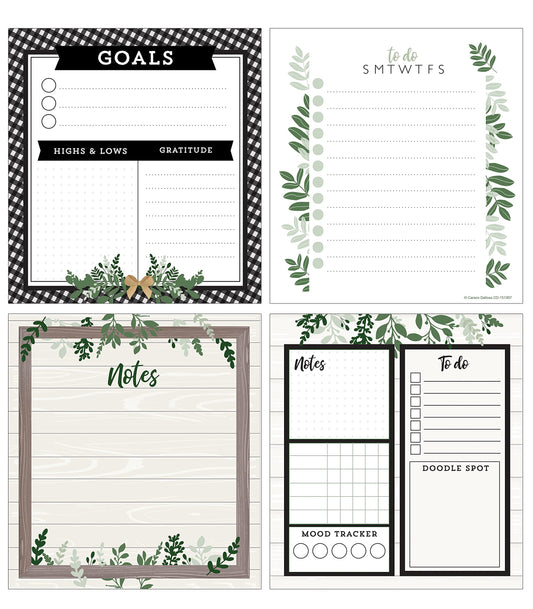 Carson Dellosa Farmhouse Notepad 4-Pack, Note Pads for Goals, To Do List, Checklist, Notes, Sketch Pad, and Classroom Organization Stationary, Desk Accessories and Office Supplies