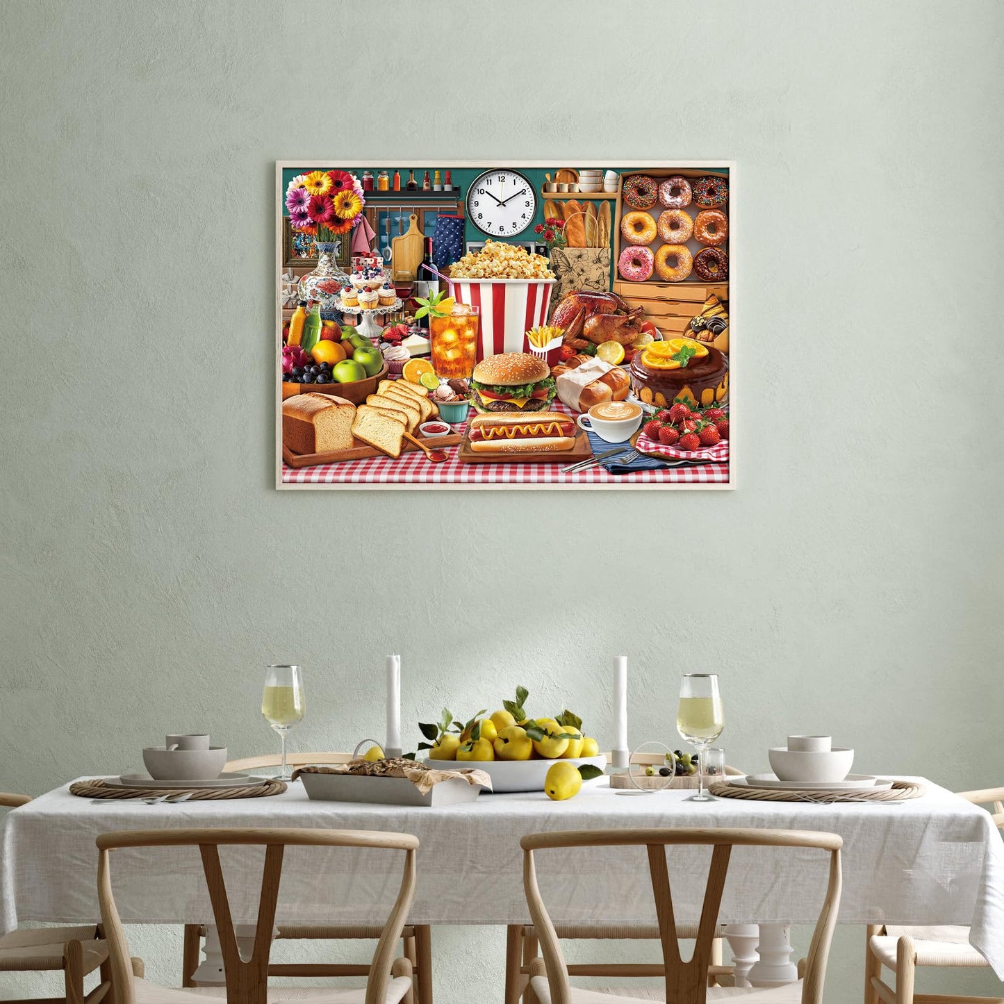 TangMosaic Food Feast Jigsaw Puzzles, Puzzles for Adults 1000 Pieces, Lumière's Banquet Impossible Challenging Puzzles Game, Interlock Perfectly No Dust, Gifts for Easter Father's Mother’s Day