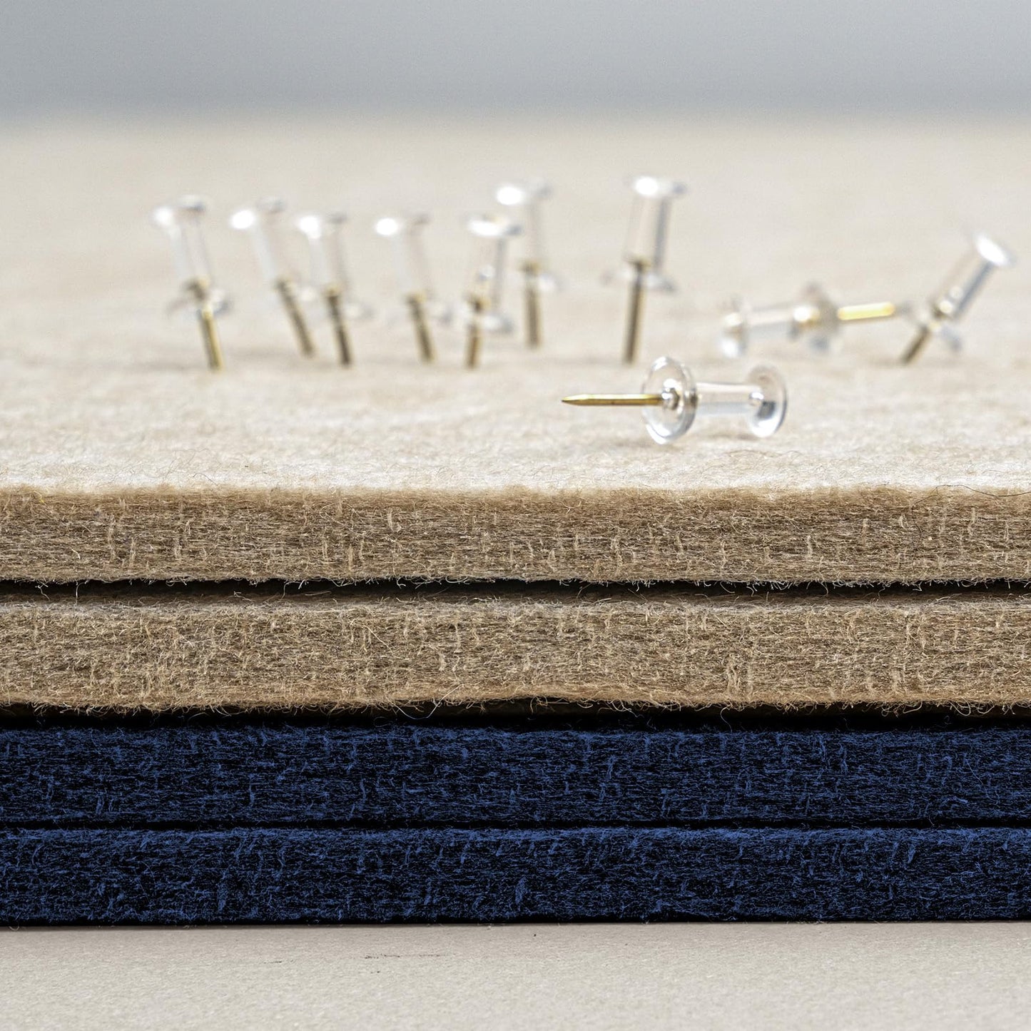 Lightomorrow Bulletin Board, 24 x 18 inches Felt Board Decorative Pin Board, Cork Board Alternative for Wall, Foldable Photo Board Self-Adhesive Vision Board with 20 Pushpins - Dark Blue