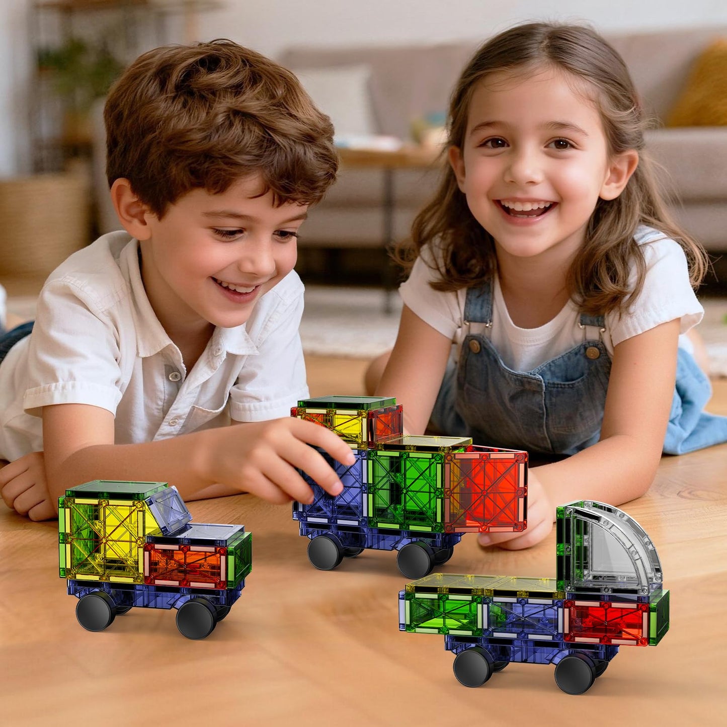 MEIQ Magnetic Downhill Racer Set 40-Piece with Car & Tracks, STEM Magnetic Tiles Building Toys for Kids Ages 3-8, Montessori Learning Toys with Reinforced Slopes & Loop Pieces