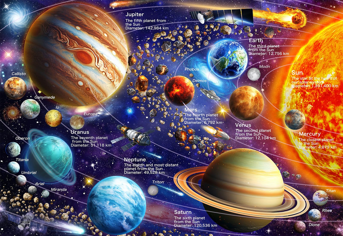 JOYZEXY 100 Piece Puzzles for Kids Ages 6-8-10, Solar System Puzzles 100 Pieces for Kids Science Educational Space Planet Puzzle Toys for Kids 6, 7, 8-10 Boys Girls
