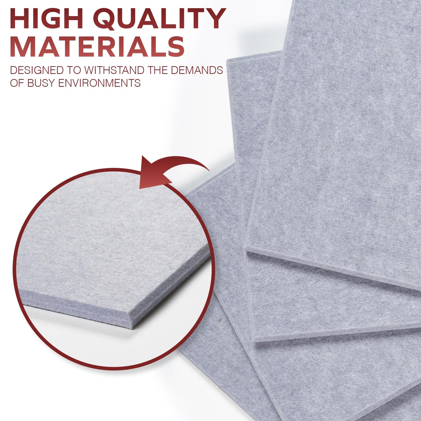 Bulletin Board 40x30in, 12 Count 9.8 x 9.8in Felt Wall Tiles with Removable Adhesive Tape, Cork Board Alternative for Walls, Wall Decor, Kids Art Display, Kids Room (Classic Gray Collection)