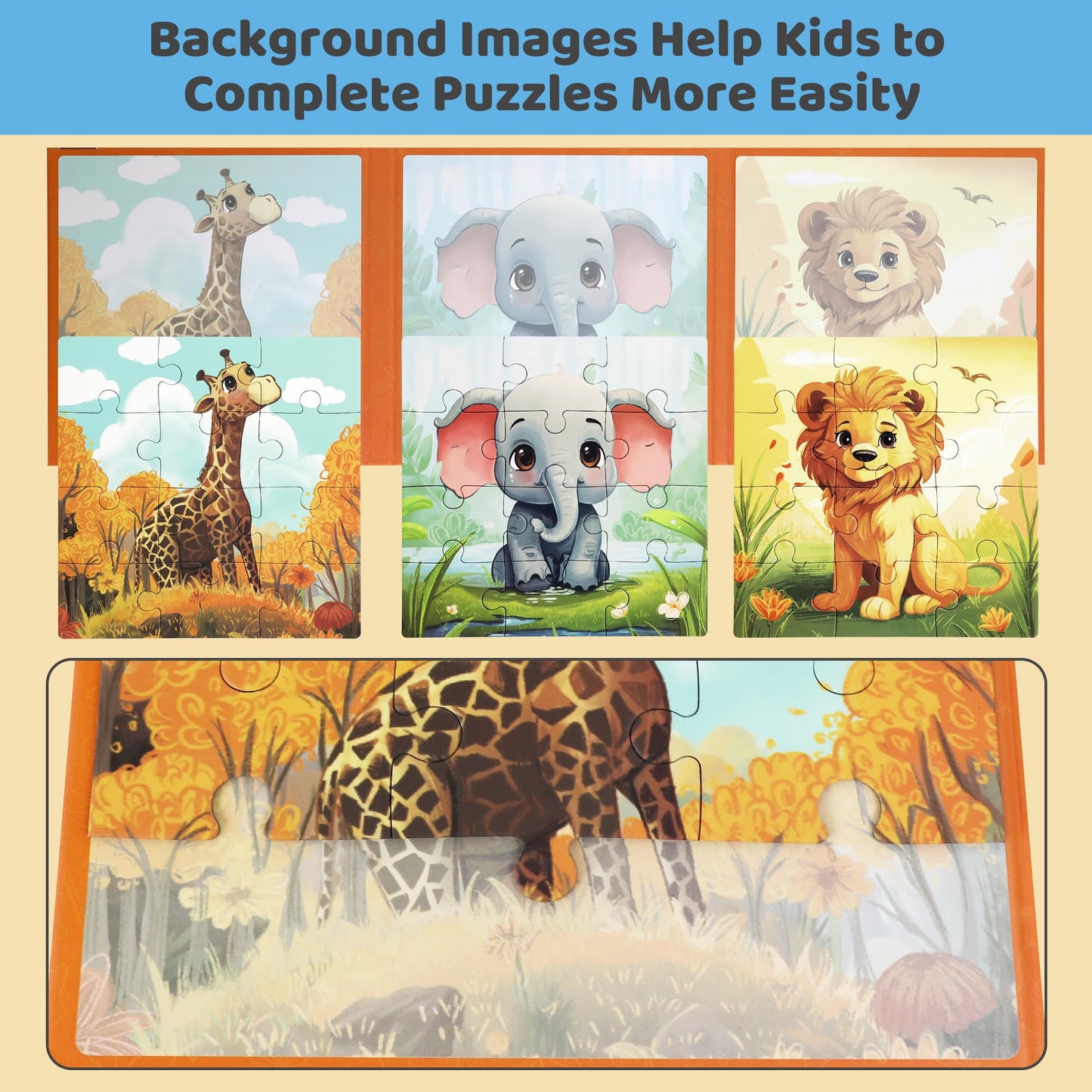 Magnetic Puzzles for Toddlers 3-5 3PK-113PCS-9 Animal Themes Magnetic Puzzles for Kids 4-6 Travel Puzzle for Airplane/Car/Road Trip/Gift Toys for 3 4 5 6 Year Old Girls and Boys