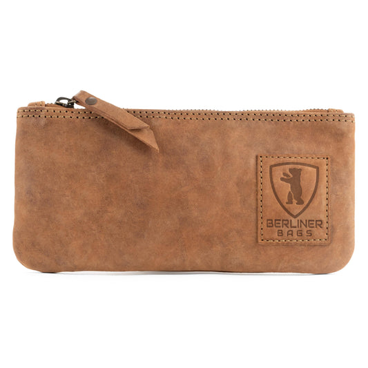 BERLINER BAGS Vintage Genuine Leather Pencil Case, Pen Pouch for Work and University, for Men and Women - Brown