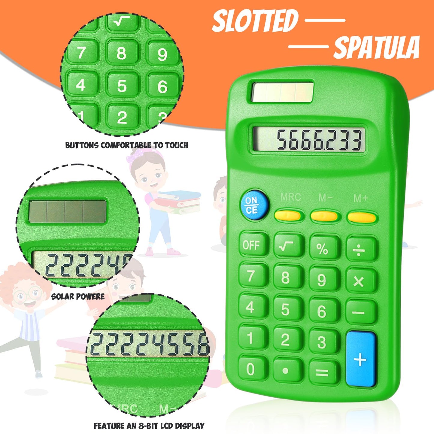 Copkim 24 Pack Student Mini Calculator for Classroom, 8-Digit Display Dual Powered Handheld Math Tools for Teachers, School Supplies and Classroom Rewards, Compact Design(Green)
