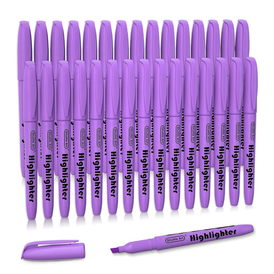 Shuttle Art Highlighters, 30 Pack Purple Highlighter Pen Bright Colors, Chisel Tip Dry-Quickly Non-Toxic Highlighter Markers for Adults Teachers Students Highlighting in Home School Office