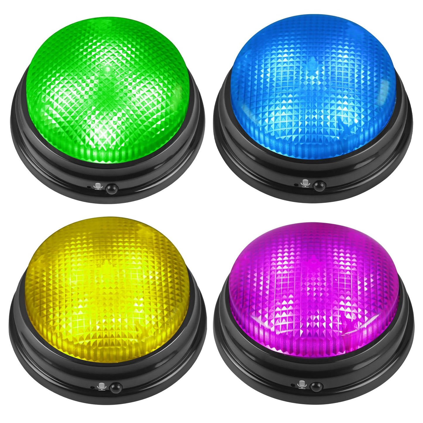 BEAN LIEVE Recordable Answer Buzzers - Set of 4, Personalized Sound, Game Show Buzzers for Family Game, Trivia Nights and Classroom Teaching