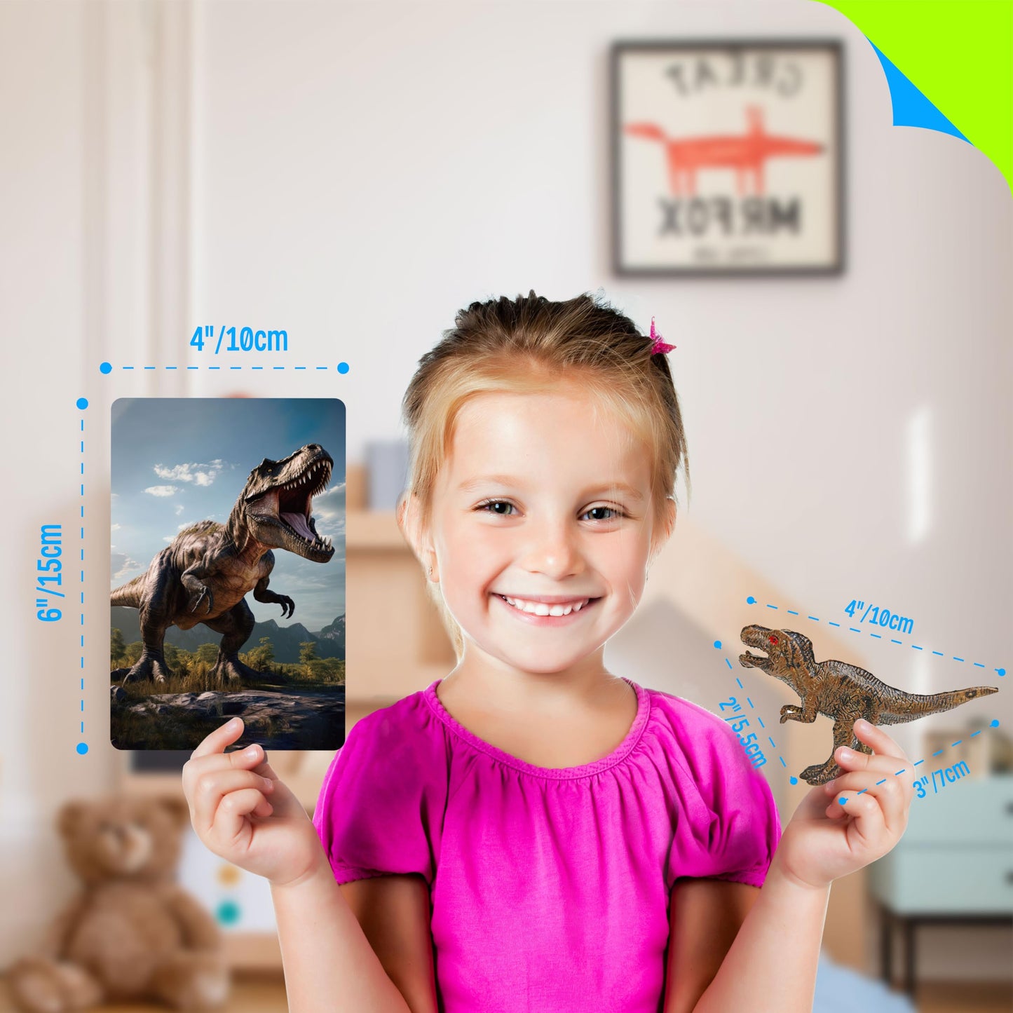 12 PCS Dinosaur Figurines with 12 Introducing Flashcards, Portable Dinosaur Figurines Montessori Toys Science Educational Matching Game for Homeschool Preschool Toddler Kids