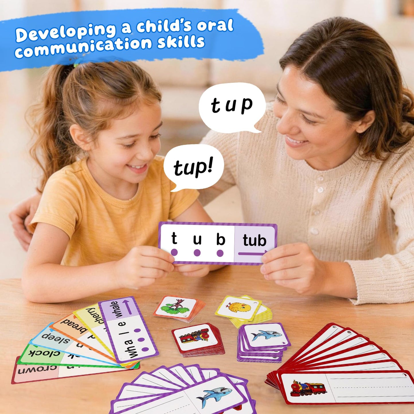 LilLaufy Phonics Games Flash Cards for Kids, CVC Word Games, Educational Speech Therapy Toys for Toddlers, Learn to Read & Spell, Preschool Kindergarten Learning Activities, Homeschool Essentials