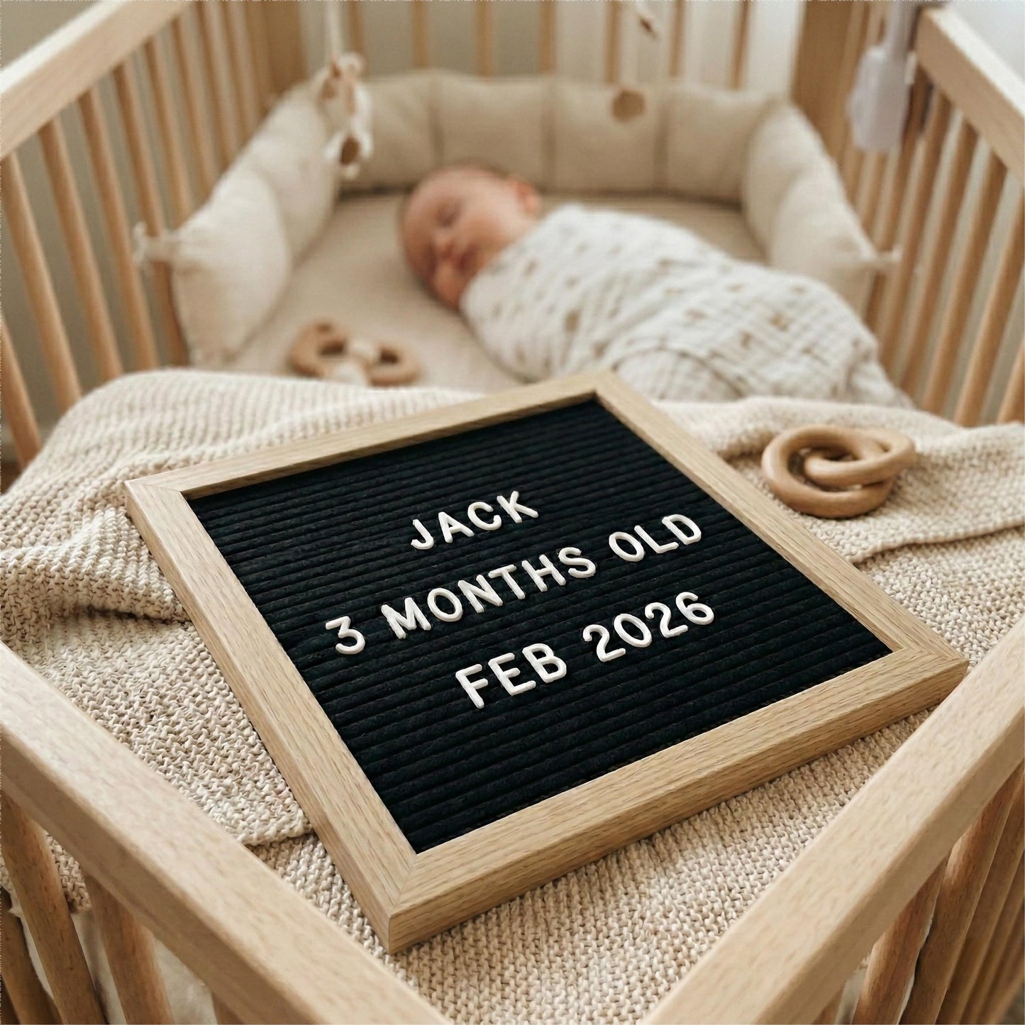 C CRYSTAL LEMON Black Felt Letter Board 10x10in, Baby Announcement Sign & Pregnancy Announcement Board, 336 Pre-Cut Letters, Wooden Frame, Felt Letter Board for Milestone Photos, Wall Mount or Stand