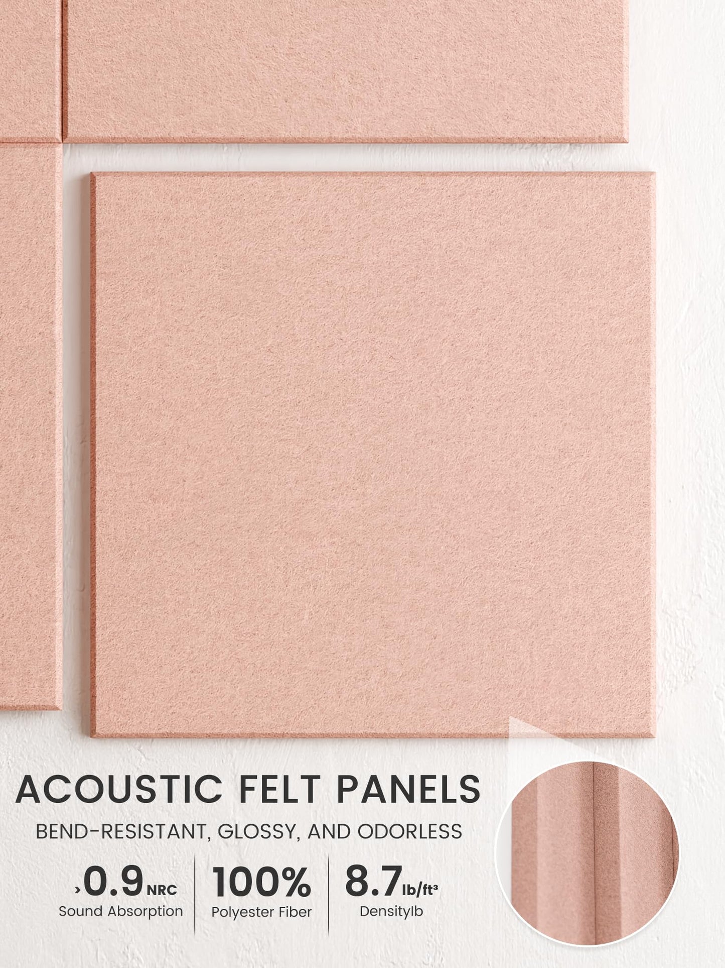 Bumusty Large Cork Board 48" x 36" Alternative - 12 Pack Felt Wall Tiles with 70 Safe Removable Adhesive Tabs, 30 Pushpins, Cork Boards for Walls Pin Board Bulletin Board Office Decor (Pink)