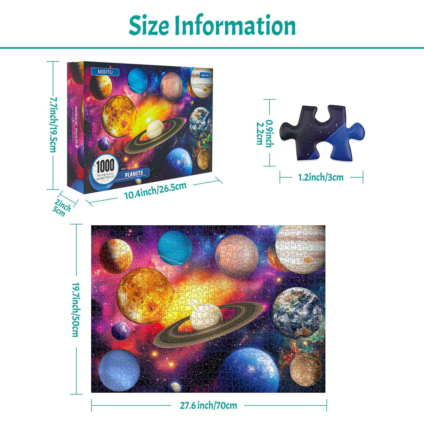 MBOQIU 1000 Piece Puzzle for Adults - Solar System Puzzles for Adults 1000 Pieces, Letters on Back, Universe Scene Jigsaw Puzzle, Space Scene Challenging Puzzles for Teens Seniors - 27.6 x 19.7 inches