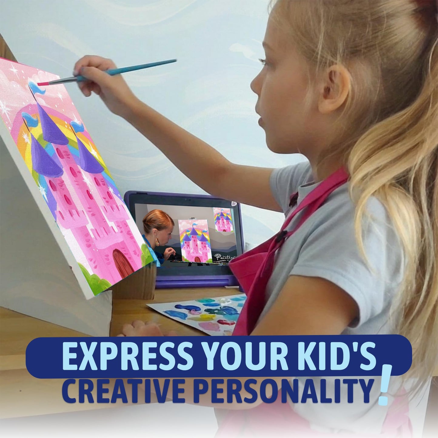 Painting to Gogh – 4-in-1 Kids Painting Kit – 4 Canvases, Set of 3 Brushes, Acrylic Paint, Easels, Palettes –Ages 6+
