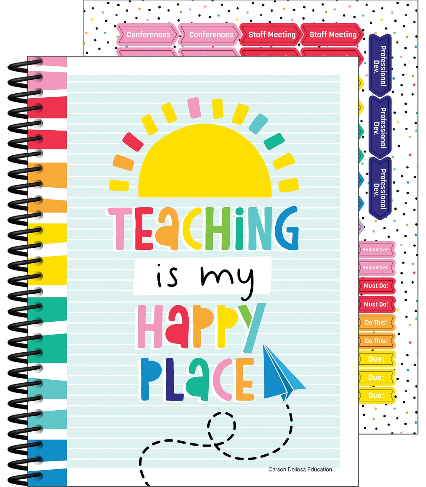 Carson Dellosa Happy Place Teacher Planner 2026-2027, Undated 8" x 11" Lesson Plan Book with Retro Stickers, Class Schedule, Weekly Calendar, Classroom Must Haves, Homeschool and School Supplies