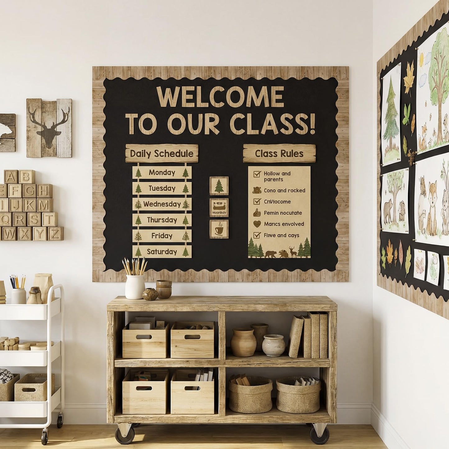 Tenceur 120 Feet Bulletin Board Borders Wooden Pattern Straight Rolled Border Trim Wood Straight for Classroom Schools Office Decoration (Light Brown)