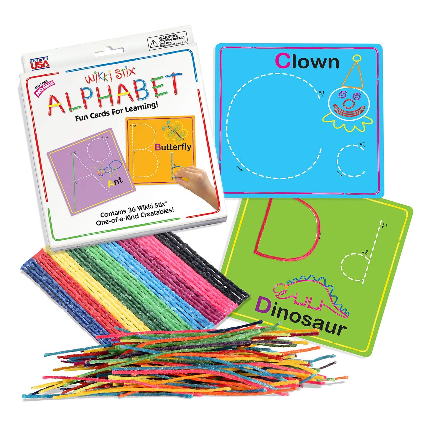 Wikki Stix Alphabet Cards Set – Hands-On ABC Letter Formation Learning Toy for Preschool & Kindergarten, 26 Reusable Letter Cards + 36 Wikki Stix, Fine Motor Skills, Phonics & Early Literacy