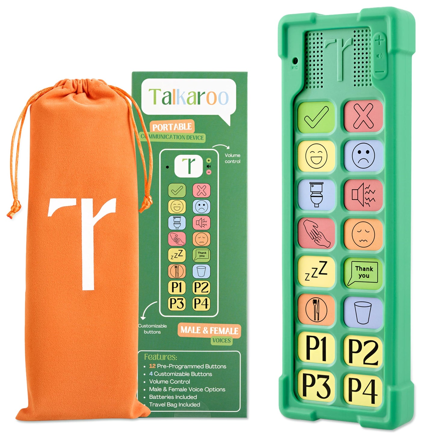 Talkaroo AAC Device for Autism - AAC Communication Device for Nonverbal Kids and Adults - 4 Programmable and 12 Pre Set Iconic Buttons with Adjustable Volume - Used in Classrooms for Speech Therapy