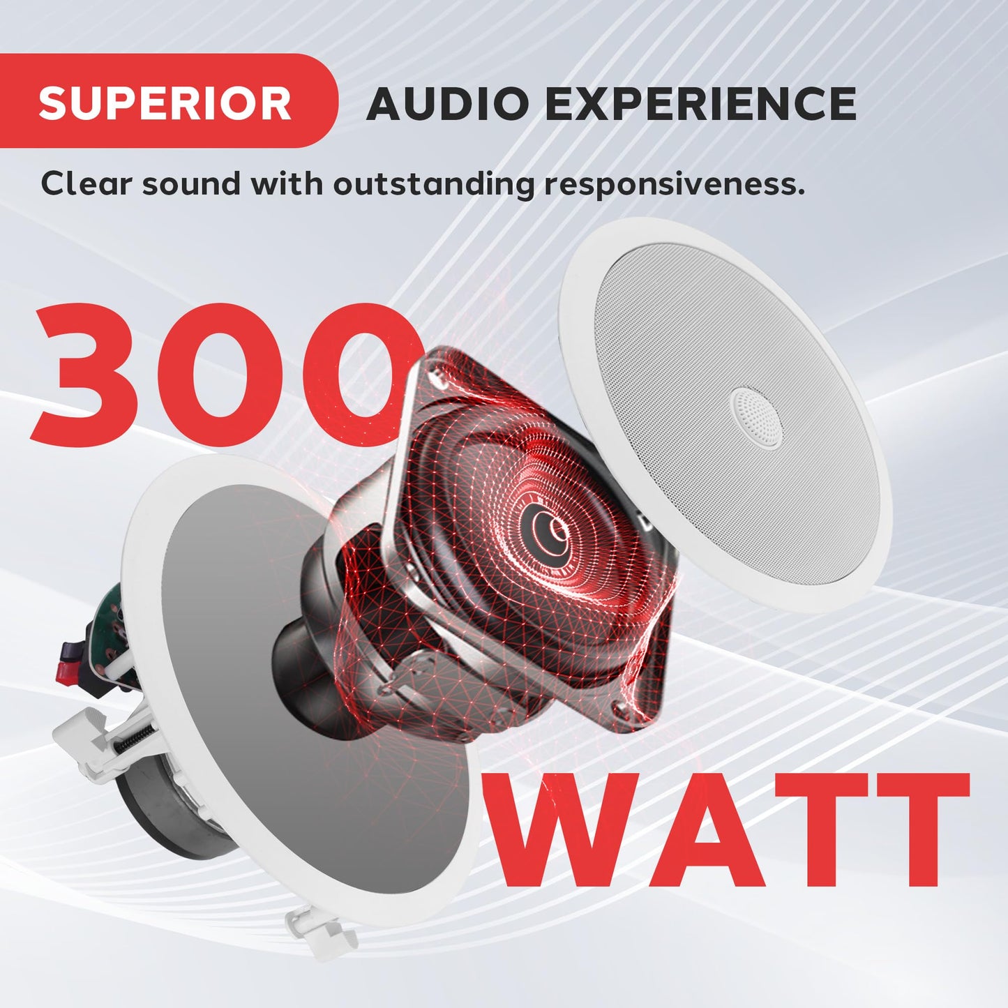 Pyle 8” Ceiling Mount Speakers (Pair)- 2-Way Stereo Speaker System with Easy Install Flush Design - Directable 1” Titanium Dome Tweeter - 55Hz Freq Response for Deep Bass - 300W Peak Power,(White)