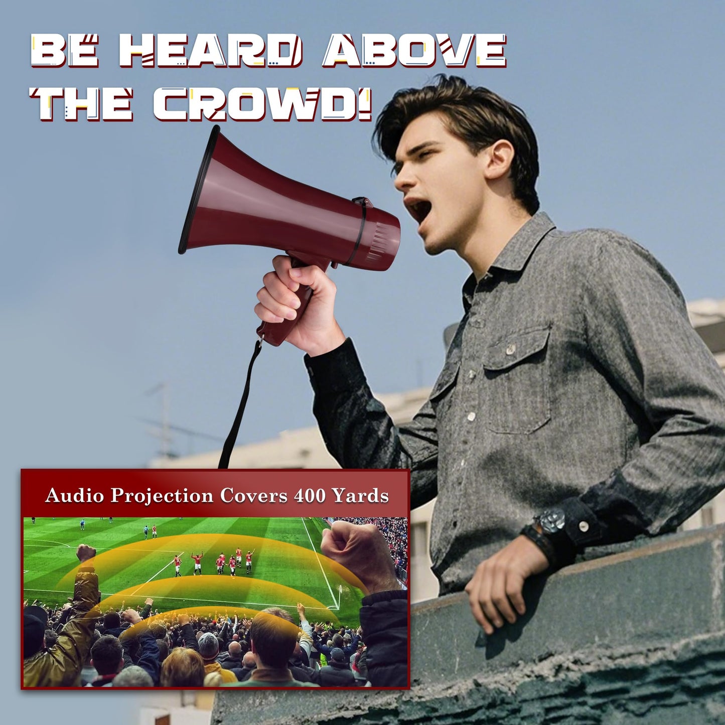 MyMealivos 20W Megaphone Bullhorn-5.4"×8.6" Portable Megaphone Built in Siren & 240s Recording, Volume Control Cover Up to 300 feet+ for Indoor and Outdoor Activities(Coffee)