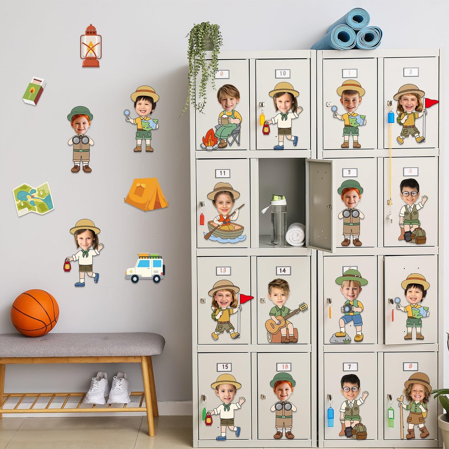60pcs Camping Theme DIY Cutouts Camper Bulletin Board Decoration Set Camping Adventure Paper Cut-Outs Classroom Decor for Boy Girl Classroom DIY Photo Craft Kindergarten School Wall Door Supplies