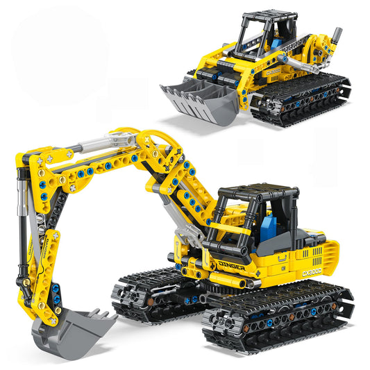 BeepZipp 2-in-1 Excavator & Bulldozer Building Kit - 399 Pieces STEM Educational Construction Toys for Kids, Creative Birthday Gift Idea