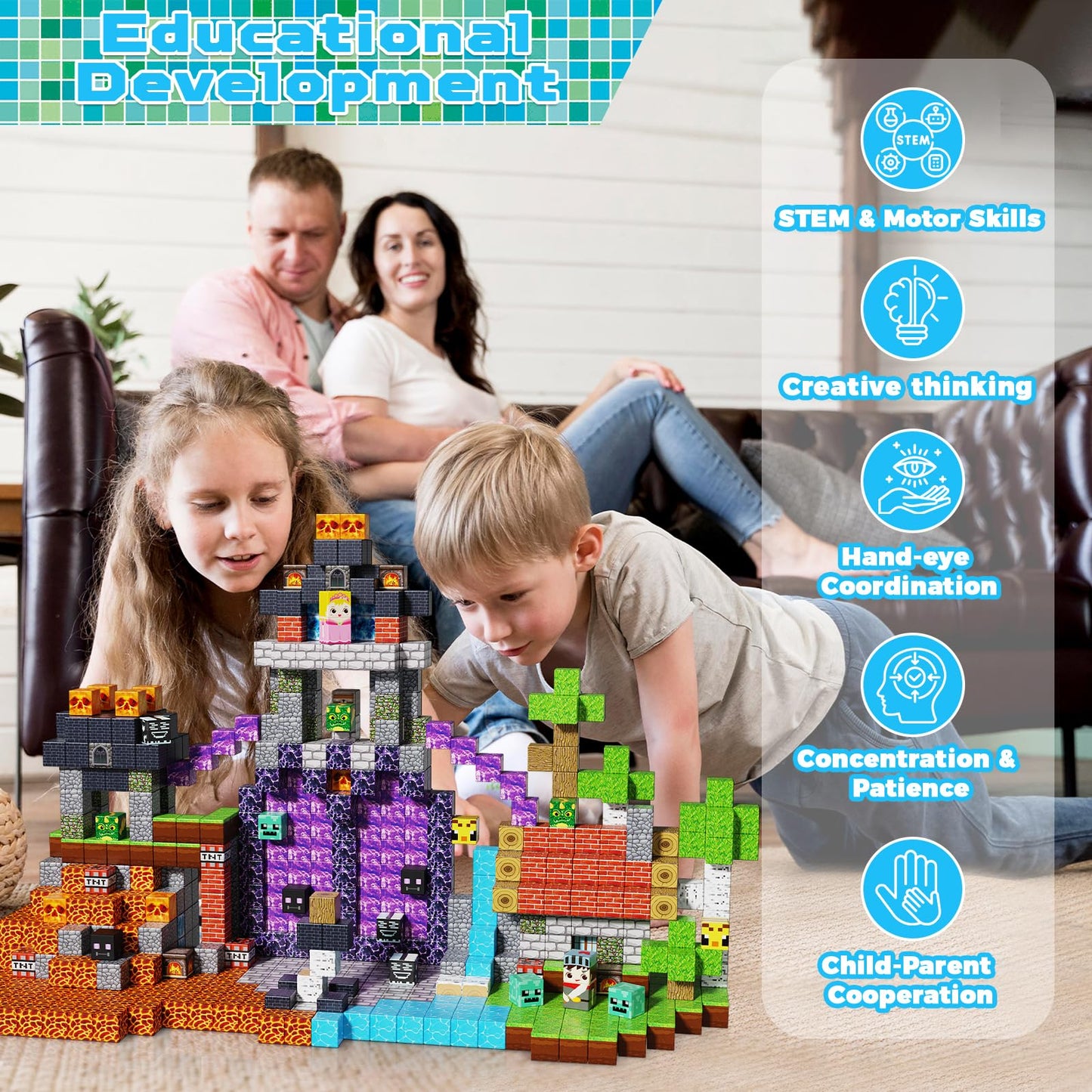Magnetic Building Blocks - 150PCS Magnet Block Cubes Dark Hell Forest Castle, STEM Toy Building Sets for Kids Age 3+, Montessori Stacking Construction Toys for Easter Gift Boys Girls Age 4-8, 8-12