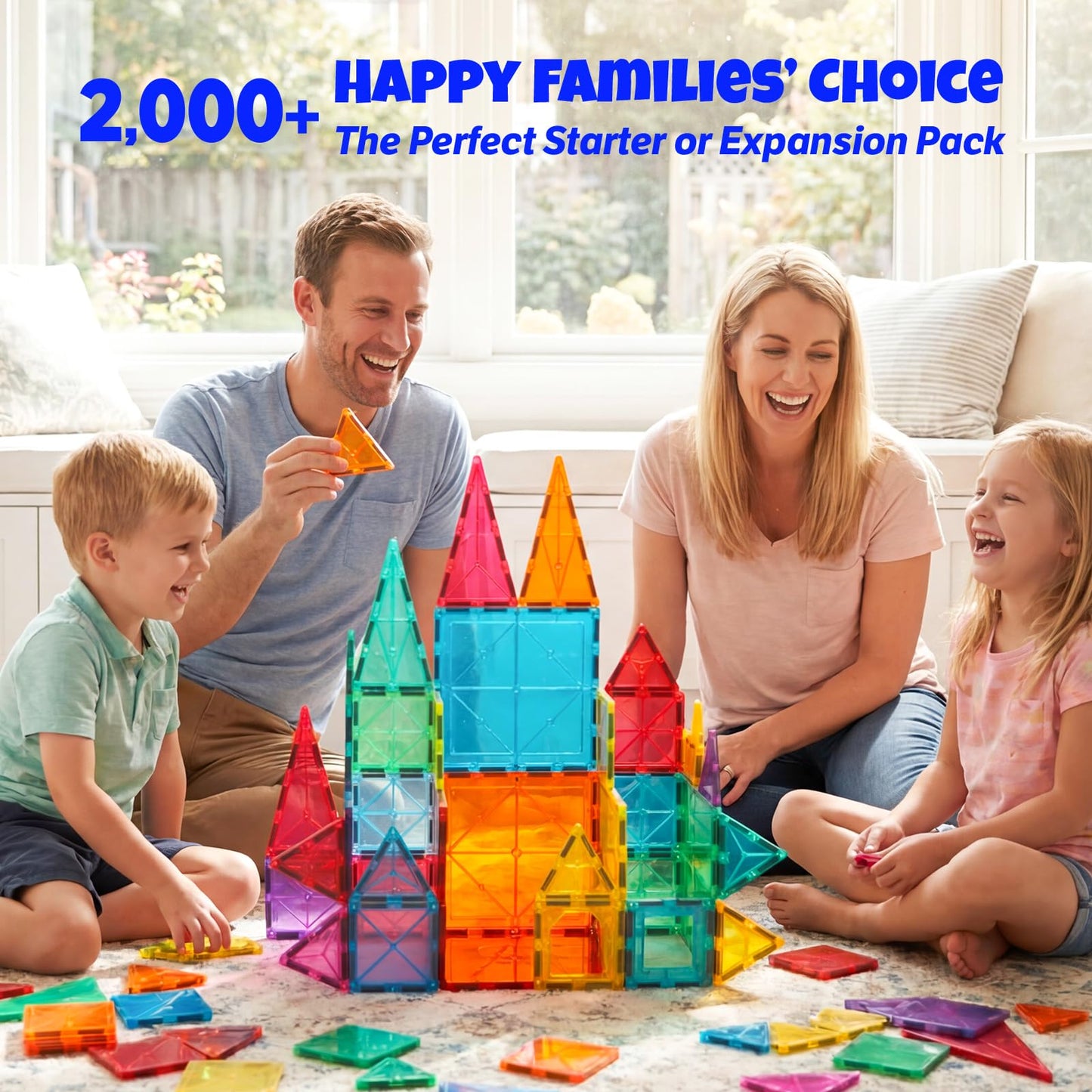 NEOFORMERS Large Magnetic Tiles Set -12PCS Square Magnetic Tiles Expansion Pack, STEM Educational Construction Stacking Blocks, Compatible with Major Brands