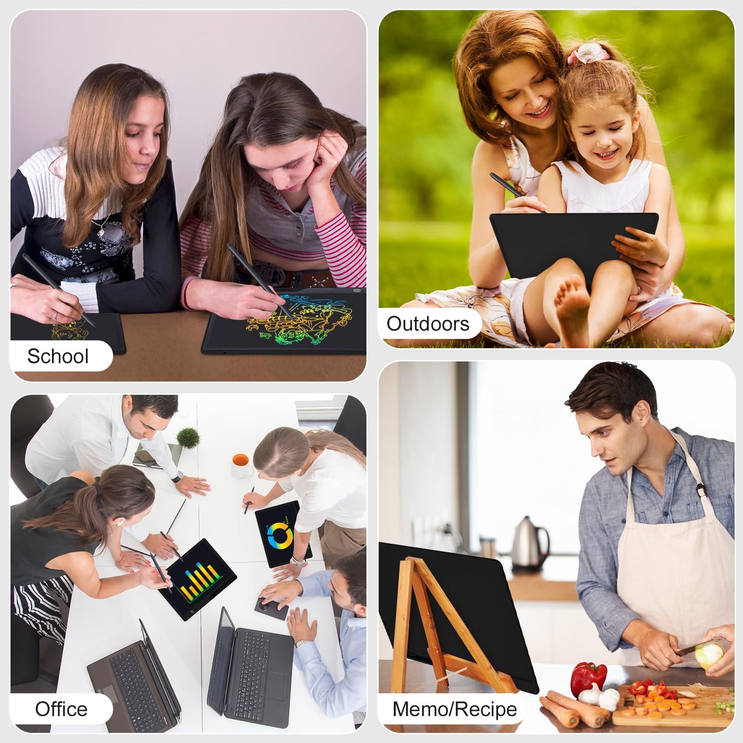Kinayue LCD Writing Tablet for Kids, Rechargeable 21 Inch Doodle Board,Easter Basket Stuffers,Preschool Learning Toys Christmas Birthday Gift 3 4 5 6 7 Year Old Girls Boys (Black)