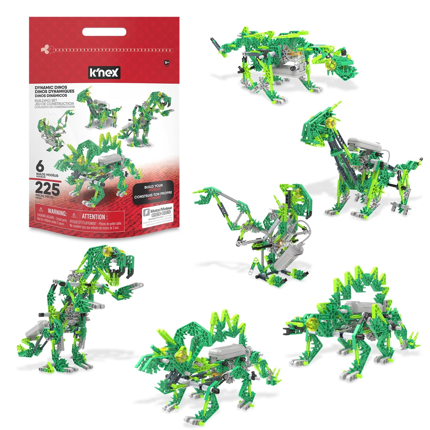 K'NEX Dynamic Dinos 6-in-1 Building Set - STEM Building Kit, Kid Construction, Creative Play Toy‚ Ages 8+