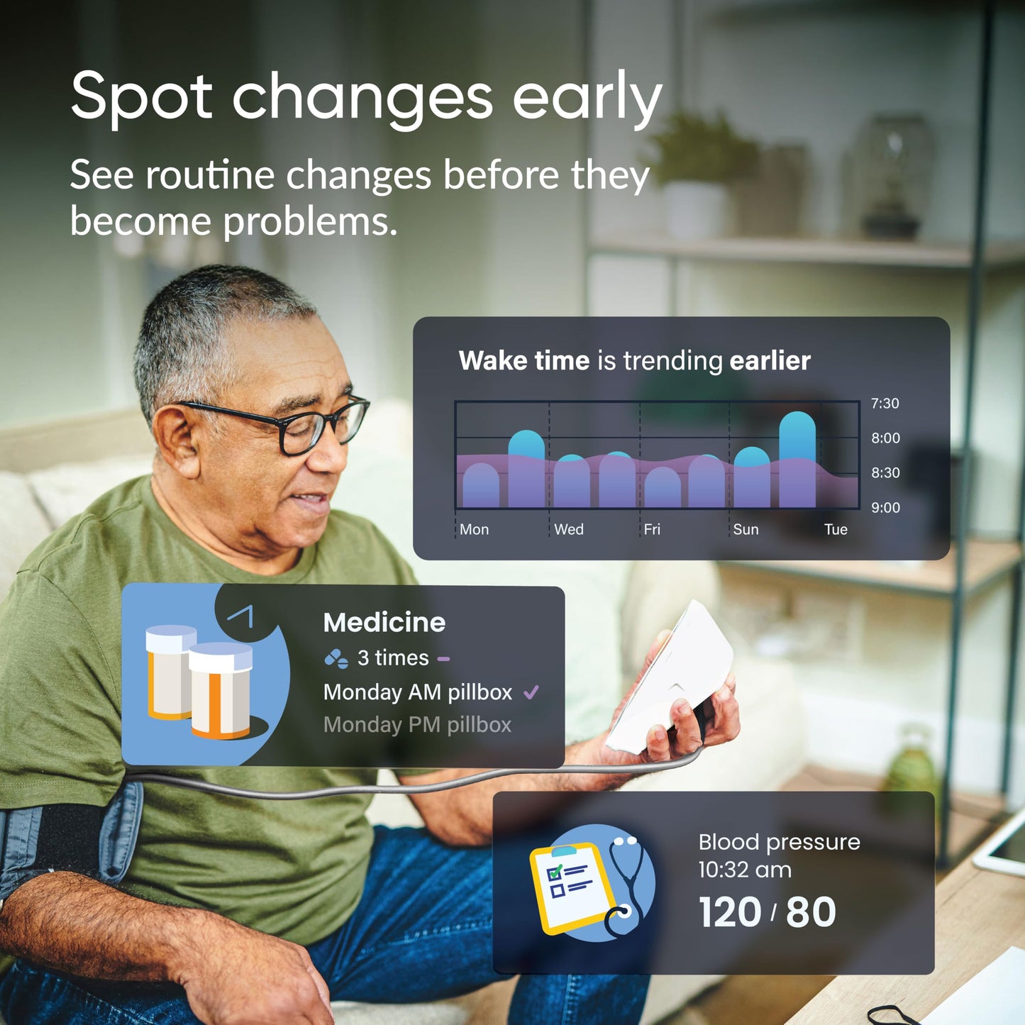 NOMO Smart Care Medical Alert System, Fall Detection for Seniors, WiFi in Home Monitoring Safety System, Emergency Call Button, Custom Fall Alert, Virtual Caregiver, 60-Day Trial, Monthly Subscription