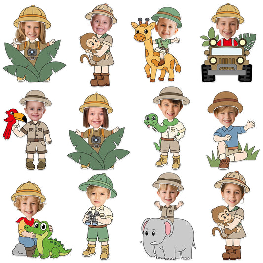 60pcs Jungle Safari Theme DIY Cutouts Jungle Animals Bulletin Board Decoration Set Forest Adventure Paper Cut-Outs Classroom Decor for Boy Girl DIY Photo Craft Kindergarten School Wall Door Supplies