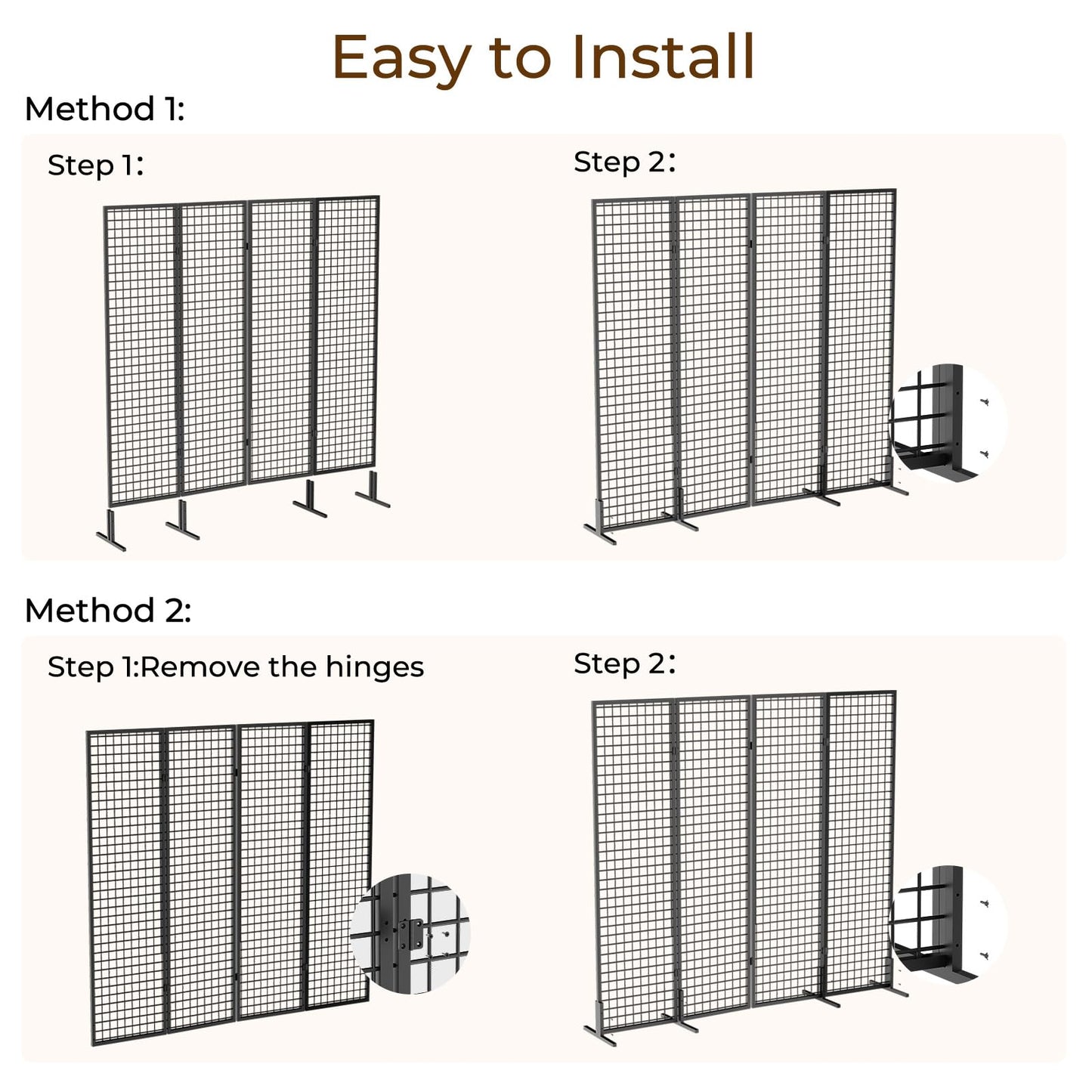 DEMEGA Grid Wall Panels Foldable Gridwall Panel Display Stand Art Show Display Panels for Vendor Events Craft Shows Merch Display