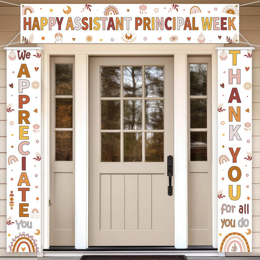 Fanfanwin 3 Pcs Happy Assistant Principal Week Banner Set Principal Appreciation Sign Banner We Appreciate Thank You Party Supplies Decorations for Men Women Education Workers