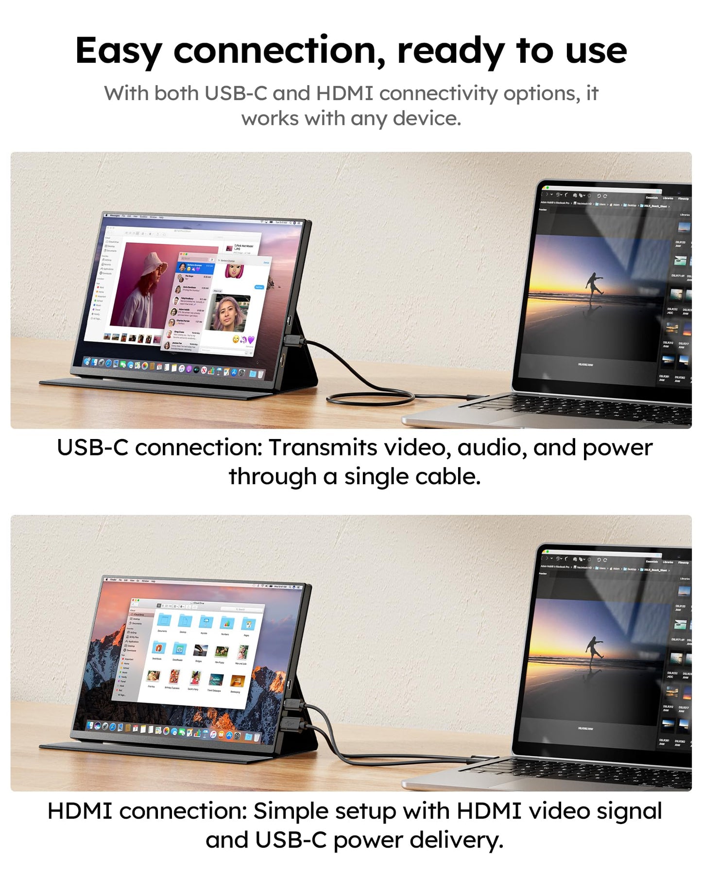 Portable Monitor,10.5" HDR 1280P Ultra-Thin 100% sRGB Travel Portable Monitor for Laptop, 420 Nits Mini Secondary Display with Protective Case & Speaker, Monitors for Laptop, PC Mac Phone PS4/5 Xbox