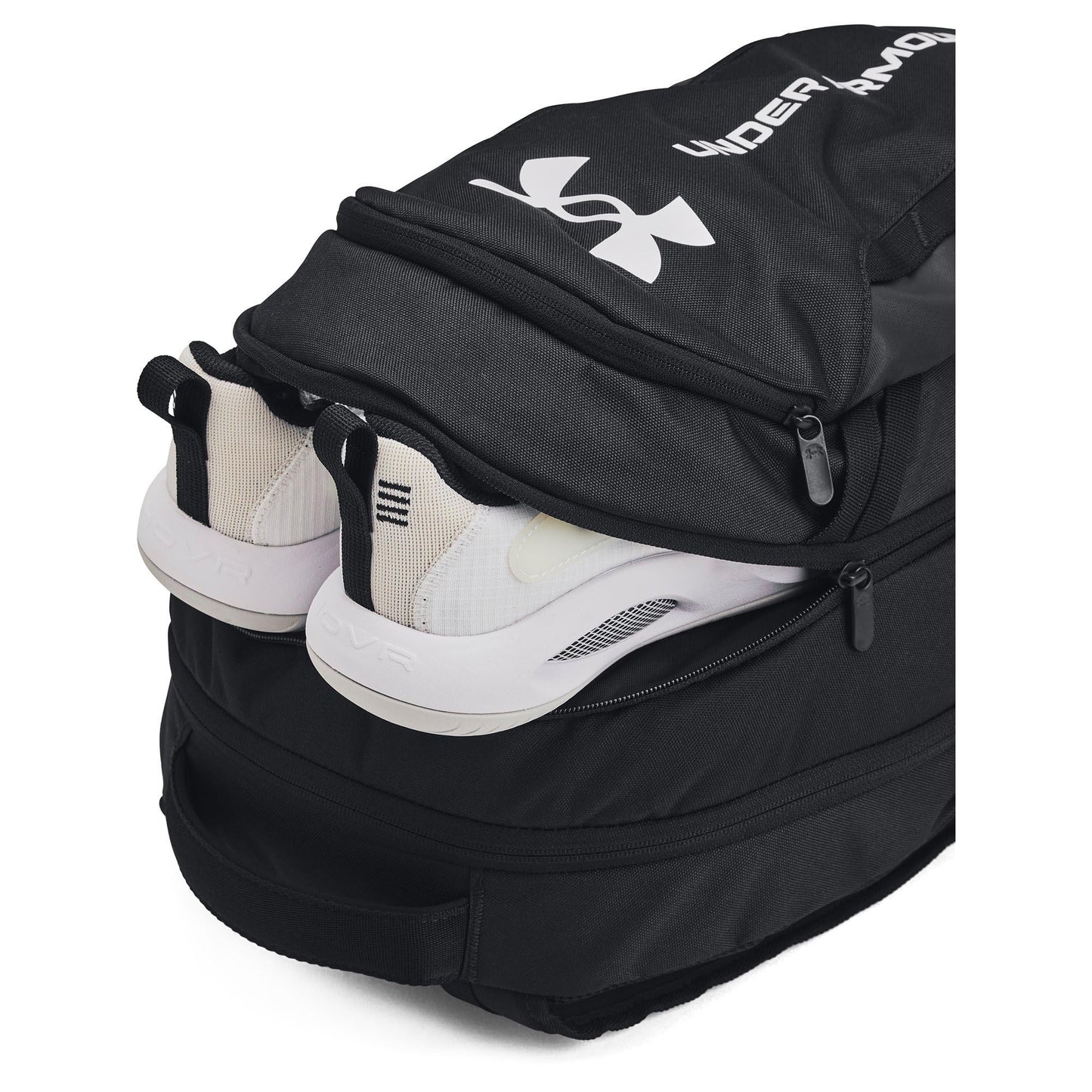 Under Armour Unisex-Adult Hustle 6.0 Backpack, (002) Black/Black/White, One Size Fits Most