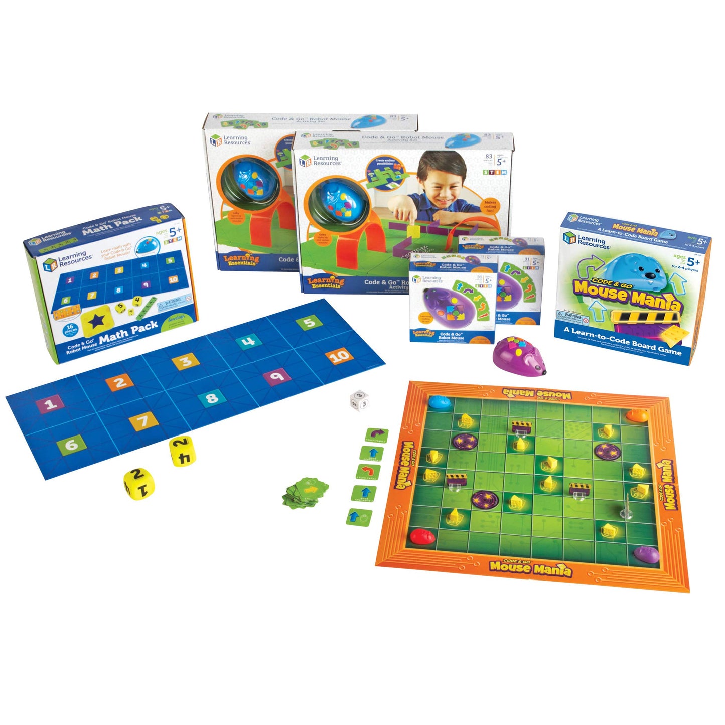Learning Resources Code & Go Robot Mouse Classroom Set, ScreenΓÇæFree STEM Coding Kit with Activity Sets, Robots & Math Games, Ages 5+