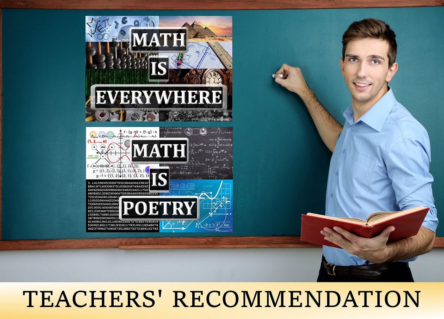 ‘Math Is Everywhere’ and ‘Math Is Poetry’ Posters - Laminated 14x19.5 - Educational Charts, Mathematics Classroom Posters and Decorations, Back to School Supplies, Learning Posters for Math and Science Classes, STEM and STEAM Posters