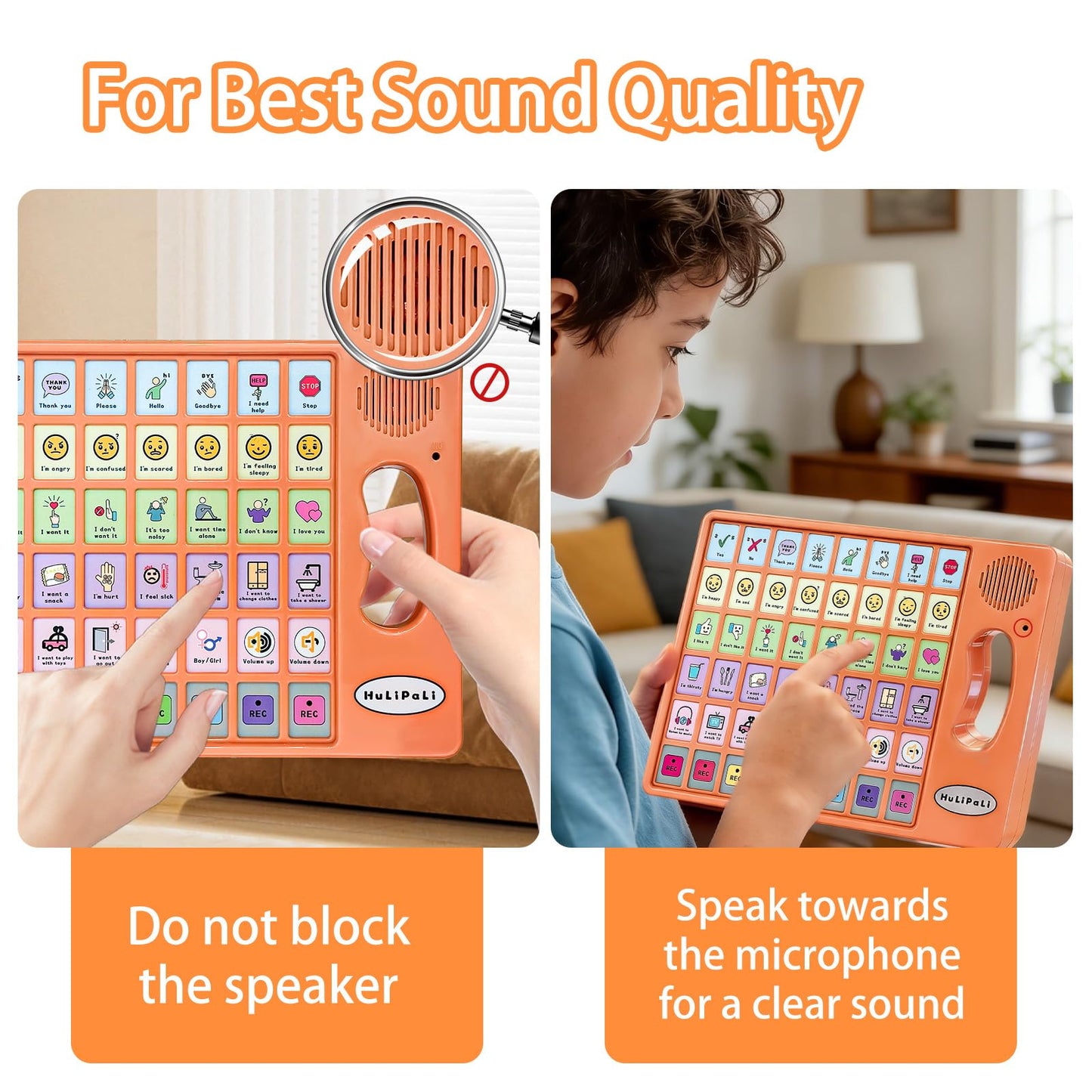 AAC Device for Autism with Grip Handle - 40 Pre-Installed Buttons & 8 Programmable Keys, Non-Verbal Communication Tool for Speech Therapy, Stroke Rehab & Aphasia, Adjustable Volume Talking Aid